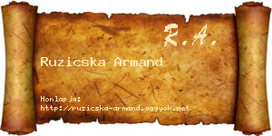 Ruzicska Armand névjegykártya
